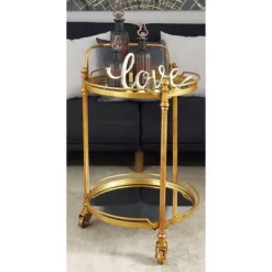 Traditional Iron And Mirrored Bar Cart Brass - Olivia & May -Home Style Deals Store GUEST c0ea4256 fe20 4f1d b545 a6afacfd4e5f