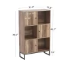 Year Color 3 Tier Free-Standing Modern Open Brown Wood Narrow Bookcase With Doors, Legs And 2X3 Cube Storage Organizer For Office Or Library