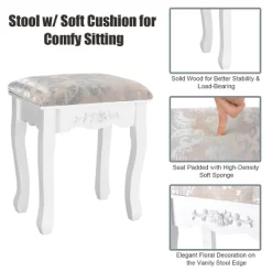 Costway Vanity Wood Makeup Dressing Table Stool Jewelry Desk 4 White -Home Style Deals Store GUEST c178cd26 0163 4e21 888f 14451bad839a