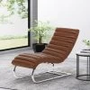 Pearsall Modern Channel Stitch Chaise Lounge Cognac Brown/Silver - Christopher Knight Home