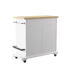 Datto Rolling Kitchen Island With Storage White/Natural - Aiden Lane -Home Style Deals Store GUEST c19e98ba d85c 48fc 94dc 702a6090e201