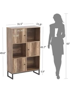 Year Color 3 Tier Free-Standing Modern Open Brown Wood Narrow Bookcase With Doors, Legs And 2X3 Cube Storage Organizer For Office Or Library -Home Style Deals Store GUEST c1bff364 f78e 463d 94e3 c4d78528bea2