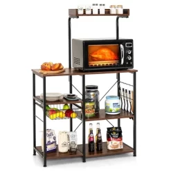 Costway 4-Tier Vintage Kitchen Baker's Rack Utility Microwave Stand W/ Basket & 5 Hooks -Home Style Deals Store GUEST c22f3dd9 3743 4b31 b5ff 30a9ffbae158