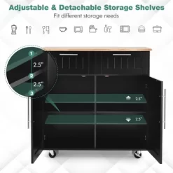 Costway Rolling Kitchen Cart Island Heavy Duty Storage Trolley Cabinet Utility Black -Home Style Deals Store GUEST c28256b7 cdee 41ea b4f8 35d214908c9f