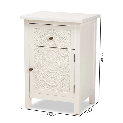 Lambert Wood 1 Drawer Nightstand White - Baxton Studio 6 Lambert Wood 1 Drawer Nightstand White - Baxton Studio - Image 6
