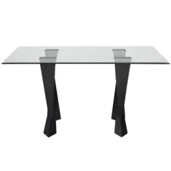 58" Darrah Modern Rectangle Glass Top Dining Table Black/Clear - HOMES: Inside + Out -Home Style Deals Store GUEST c3a6937a 70f7 4829 bac2 4064d0c759e7