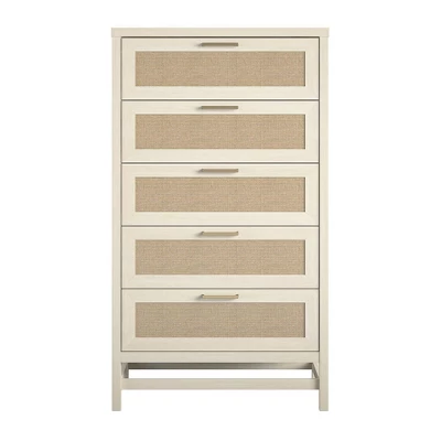 Latta 5 Drawer Dresser Ivory Oak/Faux Rattan - Room & Joy 3 Latta 5 Drawer Dresser Ivory Oak/Faux Rattan - Room & Joy - Image 3