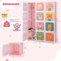 Costway 12-Cube Kids Wardrobe Baby Dresser Bedroom Armoire Clothes Hanging Closet With Door Blue/Pink -Home Style Deals Store GUEST c51f0da6 0b6a 4ba3 9fc5 d67e7729a82a