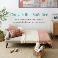 Best Choice Products Fabric Upholstered Convertible Futon W/ Rounded Armrests, Wooden Legs, 2 Cupholders -Home Style Deals Store GUEST c52fab9c 16f7 4e9f 80ba d79cf3884e5a