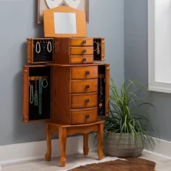 Marie Jewelry Armoire Oak - Powell Company -Home Style Deals Store GUEST c532f5ae e7e5 4ed1 a9ca 97ab2914befb