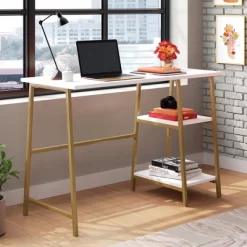 North Avenue Modern Desk With Open Shelves White - Sauder