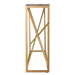 Arendale Faux Marble Skinny Console Table Gray/Gold - Aiden Lane