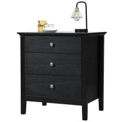 Costway Nightstand Beside End Side Table Accent Table Organizer W/3 Drawers Black -Home Style Deals Store GUEST c892c035 c819 4f65 b50c 08cd531cd1a4