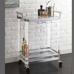 Aerin Server Cart Acrylic And Chrome - Steve Silver