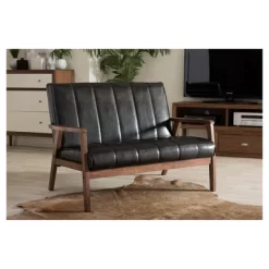 Nikko Mid-Century Modern Scandinavian Style Faux Leather Wooden 2 Seater Loveseat - Baxton Studio 7 Nikko Mid-Century Modern Scandinavian Style Faux Leather Wooden 2 Seater Loveseat - Baxton Studio -Home Style Deals Store GUEST cb3dfdc0 3d3e 4e52 ae01 b0acb5368433