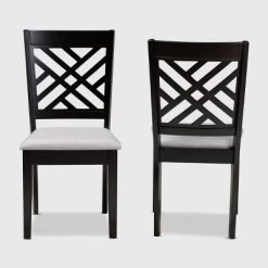 2pc Caron Upholstered Wood Dining Chair Set - Baxton Studio