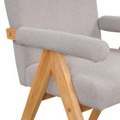 Set Of 2 Megan 21.6" Wider Armchair Boucle Upholstered Seat And Back With "V" Shape Solid Wood Legs Accent Chair With Arm Pads-The Pop Maison -Home Style Deals Store GUEST cc732f6b 505a 4ef3 8b64 92f251f271dc