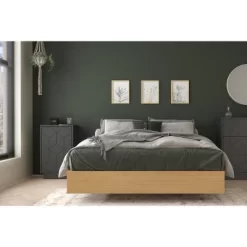 2pc Cameo Bedroom Set Natural Maple/Charcoal - Nexera -Home Style Deals Store GUEST cca4d3d8 999b 4c10 bea1 142472f845a6