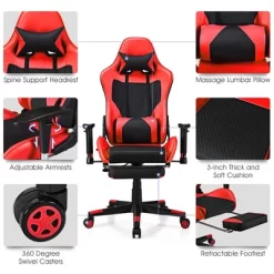 Costway Massage Gaming Chair Recliner Racing Chair W/ Massage Lumbar Support & Footrest -Home Style Deals Store GUEST ccbeb2a7 9605 49b5 b240 bb8ec15ec86c