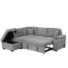 87.4" L Shape Sectional Sleeper Sofa Bed, 2 In 1 Pull Out Sofa Couch With Storage Ottoman, Cup Holder And USB Port-ModernLuxe