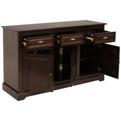 Sunnydaze Decor Sunnydaze Sideboard With 3 Drawers And 3 Doors - Solid Pine Construction - Dark Brown- 32" -Home Style Deals Store GUEST cd5ce2bf 8d15 4826 a621 83b1cfa0ab34