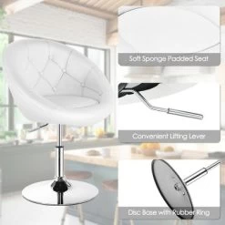 Costway 1PC Adjustable Modern Swivel Round Tufted Back Accent Chair PU Leather -Home Style Deals Store GUEST cd693dce 8581 48a3 a1b4 ad32af2cf7b2