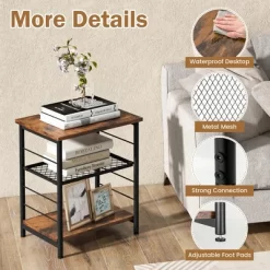 Costway 2 PCS 3-Tier Side End Table With Adjustable Mesh Shelf Narrow Nightstand -Home Style Deals Store GUEST cdd57745 e30a 46eb ab91 b087109eaafa
