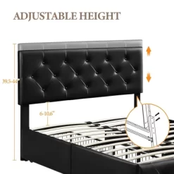Yaheetech Upholstered Faux Leather Bed Frame With Adjustable Headboard -Home Style Deals Store GUEST ce0e3ee9 34b4 4ad5 9d89 bb4361713e85