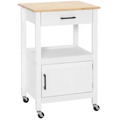 Costway Rolling Kitchen Island Cart On Wheels Bar Serving Trolley W/Drawer Cabinet BlackWhite -Home Style Deals Store GUEST cebcf903 39b4 44d2 a397 074bc4c3232c