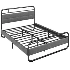 Yaheetech Metal Platform Bed Frame With Velvet Upholstered Headboard -Home Style Deals Store GUEST cedeabf6 9055 4745 9bd2 563ea33a5d1c