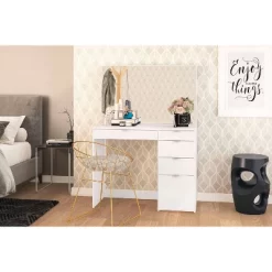 Linden Vanity With Mirror White - Polifurniture -Home Style Deals Store GUEST cf37a53e 2a16 46a3 a41b b8fa0e051d0f