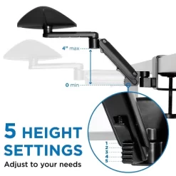 Mount-It! Height Adjustable Arm Rest For Desk | Ergonomic Computer Desk Arm | Full Motion Elbow Support W/ Clamp-On Base | Steel Construction | Black -Home Style Deals Store GUEST cf944134 750b 4c46 bbe2 3a39fc7ce085