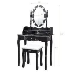 Costway Makeup Vanity Dressing Table 10 Dimmable Bulbs WhiteBlackBrown