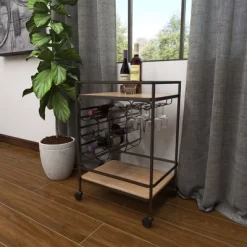 Metal And Wood 2 Tiered Wine Rack Chart Gray - Olivia & May -Home Style Deals Store GUEST d0688211 cb14 4a44 93c4 0393de826863