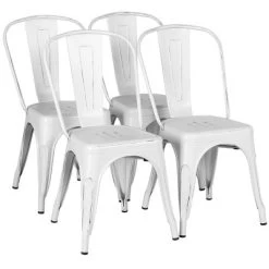 Yaheetech Pack Of 4 Stackable Classic Metal Dining Chair For Indoor Outdoor -Home Style Deals Store GUEST d10d5bee 192e 43cd a187 5d850f47f953