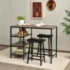 Costway 3 Piece Counter Height Dining Bar Table Set W/2 Stools&3 Storage Shelves