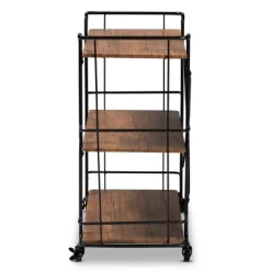 Neal Metal And Wood Kitchen Serving Cart Walnut/Black - Baxton Studio -Home Style Deals Store GUEST d19a9470 bf85 41b2 8f76 2cd15f55bf96
