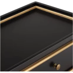 55 Downing Street Modern Luxe Wood Rectangular Accent Side End Table 15" X 24" With Drawer Shelf Black Gold For Living Room Home -Home Style Deals Store GUEST d1e2539e 6a73 4f8a ba3b 4f8960759c90