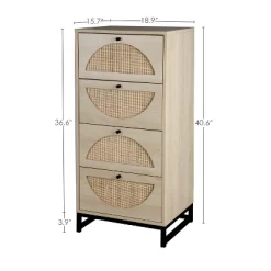 Arina Farmhouse Natural Rattan Vertical 4 Drawers Dresser - Maison Boucle -Home Style Deals Store GUEST d2e11ee5 a4b8 4ad9 aae1 47fd897fbedb