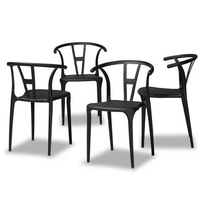 4pc Warner Plastic Dining Chair Set - Baxton Studio 9 4pc Warner Plastic Dining Chair Set - Baxton Studio - Image 9