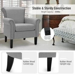 Costway Modern Upholstered Fabric Accent Chair W/ Rubber Wood Legs Dark GrayLight Grayy 14 Costway Modern Upholstered Fabric Accent Chair W/ Rubber Wood Legs Dark GrayLight Grayy -Home Style Deals Store GUEST d33ac8ab bd07 4425 9882 d4a7a193c549
