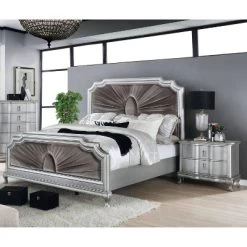 3pc Queen Bentlee Bedroom Set With 2 Nightstands Silver/Warm Gray - HOMES: Inside + Out -Home Style Deals Store GUEST d34ec22a 10a5 4736 99ab b2d9f9cfd087