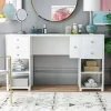 Linsell Glam 6 Drawer Vanity Table Luminous White - MiBasics