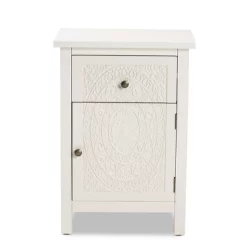 Lambert Wood 1 Drawer Nightstand White - Baxton Studio