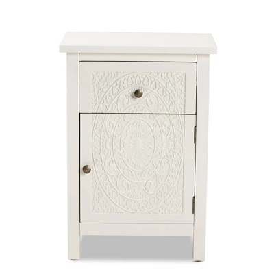 Lambert Wood 1 Drawer Nightstand White - Baxton Studio 1 Lambert Wood 1 Drawer Nightstand White - Baxton Studio