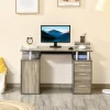 HOMCOM 47" Computer Desk With Keyboard Tray And Storage Drawers, Home Office Workstation Table With Storage Shelves