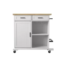 Datto Rolling Kitchen Island With Storage White/Natural - Aiden Lane -Home Style Deals Store GUEST d506ba76 855d 4d23 821d 69ec3ccbc9fe