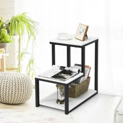 Costway 3-Tier End Table Sofa Side Table Night Stand W/ Shelf For Living Room White -Home Style Deals Store GUEST d57aa3c8 f21e 4cb9 821f 58702754d772