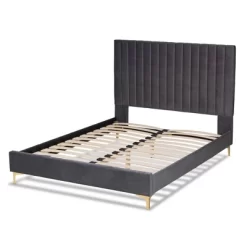 Serrano Velvet Fabric Upholstered And Metal Platform Bed - Baxton Studio -Home Style Deals Store GUEST d6a4046c 766f 4a89 800b f6db0a2ec360
