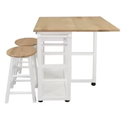 Square Hardwood Drop Leaf Table Top Breakfast Cart Natural/White - Flora Home -Home Style Deals Store GUEST d73ce582 d47e 46b1 9728 c18ee28cfbbb